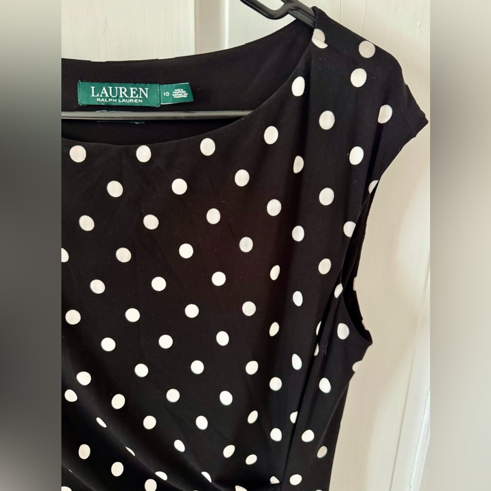 Ralph Lauren Black and White Polka Dot Midi Dress